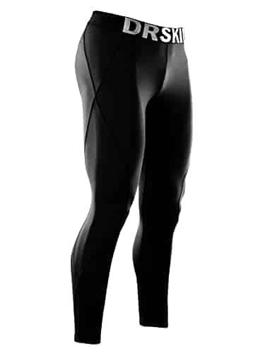 Drskin Compression Cool Dry Sports Tights Pants Baselayer Running Leggings Yoga Rashguard Men (L, Black)