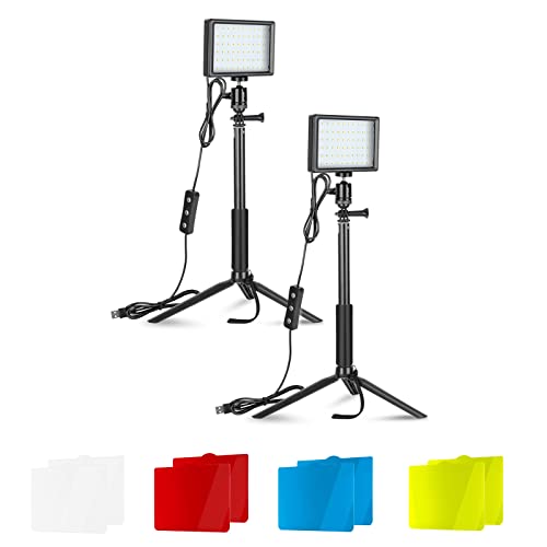 Newks Pack Dimmable K Usb Led Video Light With Adjustable Tripod Stand And Color Filters For Tabletoplow Angle Shooting, Zoomvideo Conference Lightinggame Streamingyoutube Video Photography