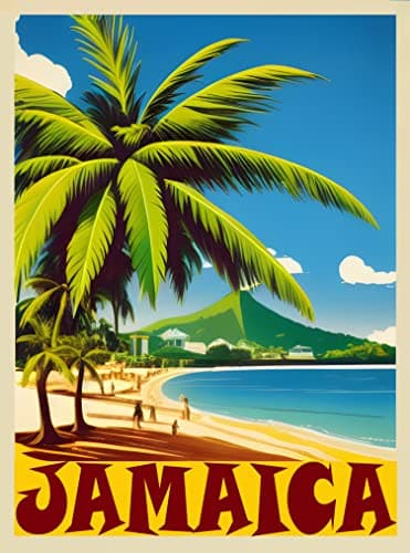 A Slice In Time Jamaica Beach. Retro Travel Poster. Glossy Paper Print For Walls. X Inches. Shipped Flat With Cardboard Backing.