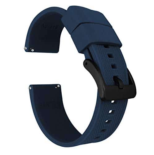 Barton Watch Bands Quick Release Elite Silicone Watch Bands, Navy Blue &Amp; Black Pvd Buckle, Mm