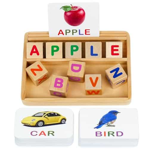Benben Spelling Games For Kids , Wooden Matching Letter Toys With Sight Words Flash Cards, Educational Learning Toys, Cvc Word Builder For Kindergarten St Nd Grade Kids