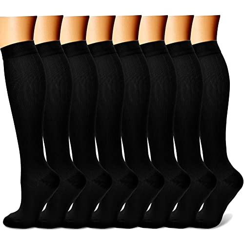 Charmking Compression Socks For Women &Amp; Men (Pairs) Mmhg Graduated Copper Support Socks Are Best For Pregnant, Nurses   Boost Performance, Circulation, Knee High &Amp; Wide Calf (Sm, Black)