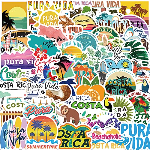 Costa Rica Stickers  Pcs Vinyl Costa Rica Stickers For Laptop, Skateboard, Water Bottles, Bumper, Book   Waterproof Costa Rica Decal Gift For Kids, Teens, Adults