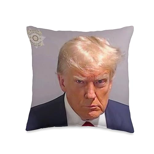Donald Trump Mug Shot Finally Memes President Throw Pillow, X, Multicolor