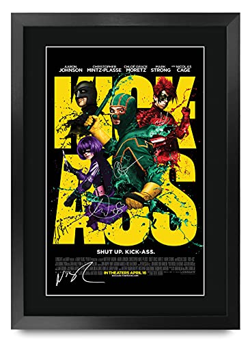 Hwc Trading Kick Ass Aaron Taylor Johnson And Cast X Inch Framed Gifts Printed Poster Signed Autograph Picture For Movie Memorabilia Fans   X Framed