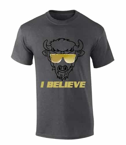 Mens Colorado Sunglasses Buffalo I Believe Team Color Buffaloes Football Short Sleeve T Shirt Graphic Tee Heather Grey Medium
