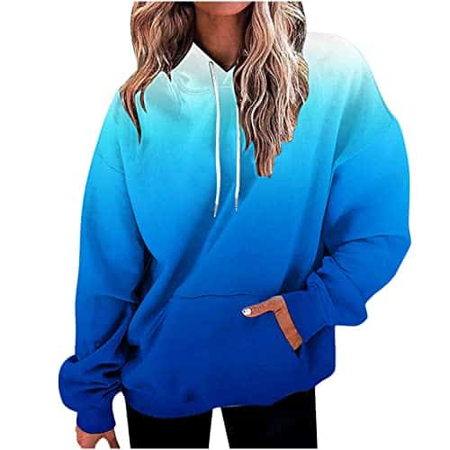 Oggfader Todays Daily Deals Women'S Oversized Hoodies Casual Gradient Print Long Sleeve Sweatshirts Pullover Fall Cyber Of Monday Deals Electronics Blue M Black Of Friday Deals