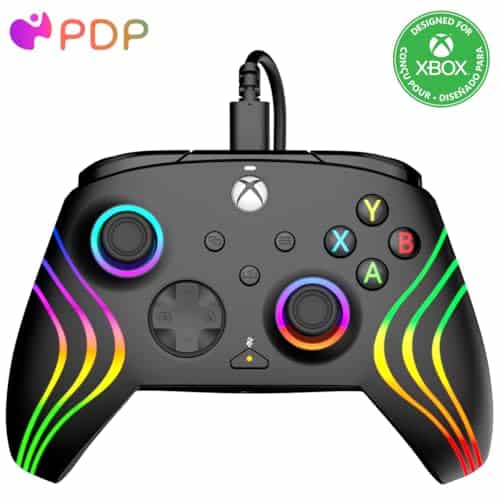 Pdp Afterglow Wave Wired Led Controller Licensed For Xbox Series Xsxbox Onepc, Rgb Lights, Customizableapp Supported   Black