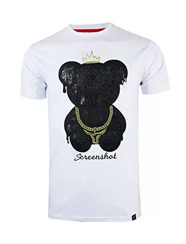 Screenshot Sens Hip Hop Streetwear Ultra Premium Quality Tee   Big Head Shadow Teddy Bear Patch Embroidery Gel Print T Shirt White Medium
