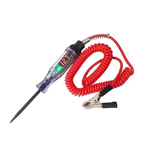 Sodcay Pc Car Digital Electric Pen, V V V Dc Car Circuit Tester Light, Test Light With Ft Extended Spring Wire, Car Truck Vehicle Circuits Low Voltage Tester Probe (Red)