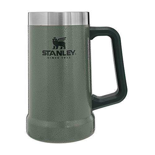 Stanley Adventure Big Grip Beer Stein, Oz Stainless Steel Beer Mug, Double Wall Vacuum Insulation, Hammertone Green