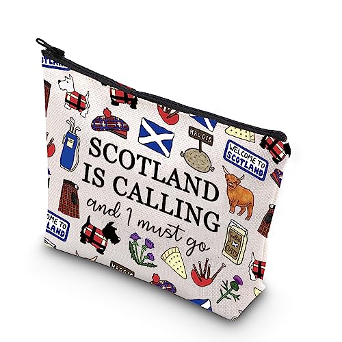 Tsotmo Scotland Makeup Bag Gift Edinburgh Gift Scotland Is Calling And I Must Go Zipperâ Bag Gift For Scottish (Scotland)