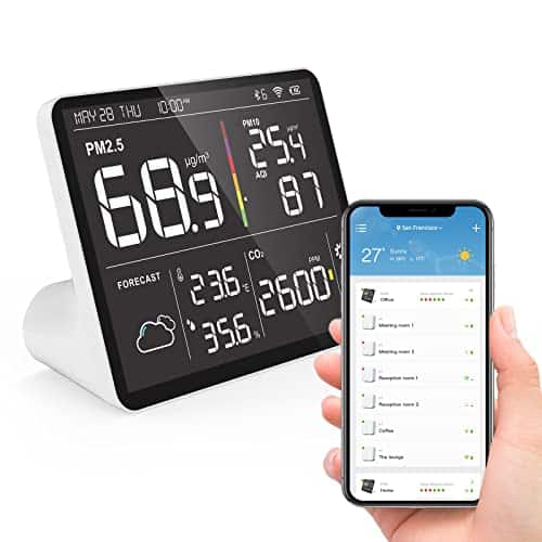 Temtop Air Quality Monitor Indoor P.codetector, In Smart Air Quality Weather Station With P.p Cotemperature Humidity Sensor Weather Forecast For Home