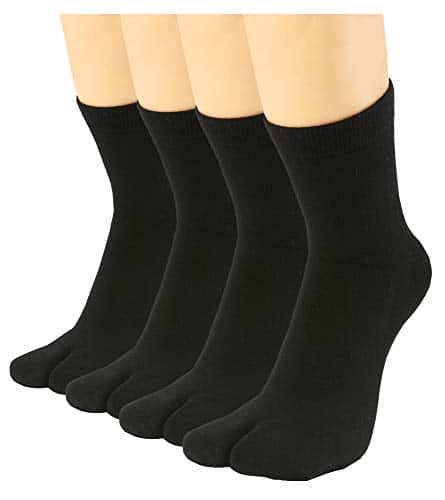 Ubumo Men'S Flip Flop Socks Tabi Split Toe Geta Wicking Cotton Pack Of