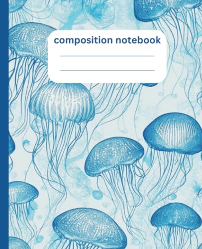 Composition Notebook Vintage Jellyfish College Ruled, Blue Cute Sea Life Aesthetic Journal For School, Office  Wide Lined Great For Ocean Lovers