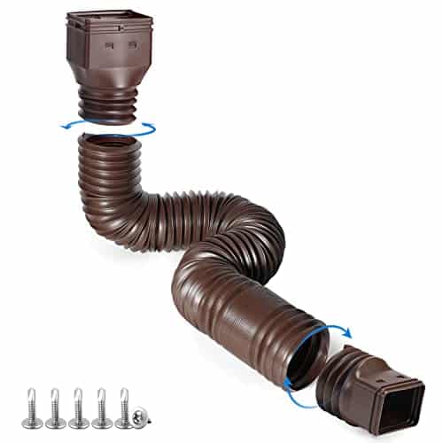 Plusgutter Brown Pack Rain Gutter Downspout Extensions Flexible, Drain Downspout Extender,Down Spout Drain Extender, Gutter Connector Rainwater Drainage,Extendable From To Inches.