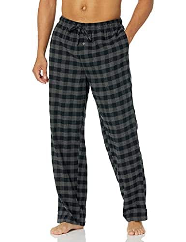 Amazon Essentials Men'S Flannel Pajama Pant (Available In Big &Amp; Tall), Black Grey Buffalo Plaid, X Large