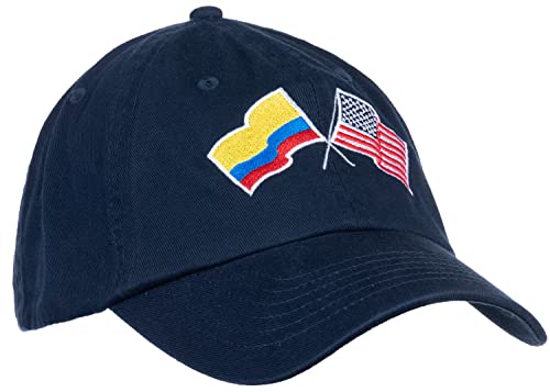 Ann Arbor T Shirt Co. Colombian American Flag Hat   Colombia Usa Friendship, America Dad Baseball Pin Cap For Men Women   (Navy)