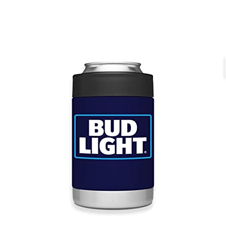 Bud Light Stainless Steel Can Insulator, Insulated Beverage Holder For Standard Size Can And Bottle, Can Cooler For Beer And Soda