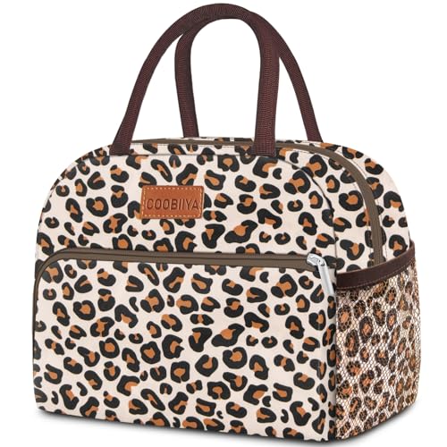 Coobiiya Lunch Bag Women, Insulated Lunch Box Tote Bag For Women Adult Men, Reusable Small Leakproof Cooler Cute Lunch Box Bags For Work Office Picnic Or Travel(Leopard)