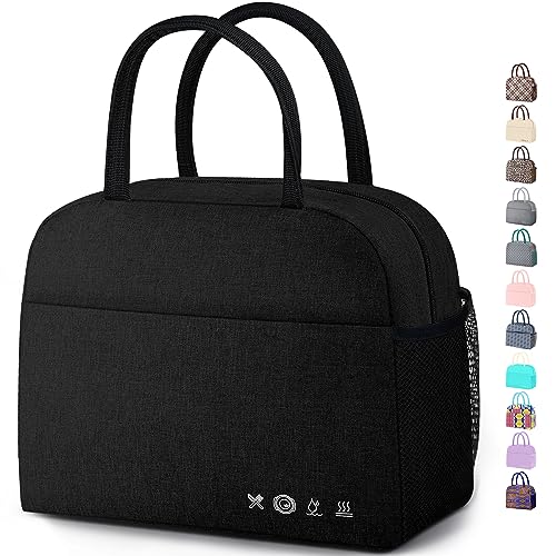 Dalinda Lunch Bag Lunch Box For Women Men Reusable Insulated Lunch Tote Bag,Leakproof Thermal Cooler Sack Food Handbags Case High Capacity Fortravel Work School Picnic  Black