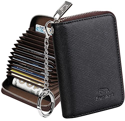 Furart Credit Card Wallet, Zipper Card Cases Holder For Men Women, Rfid Blocking, Keychain Wallet, Compact Size
