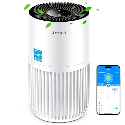 Goveelife Mini Air Purifier For Bedroom, Hepa Smart Filter Air Purifier With App Alexa Control For Pet Hair, Odors, Pollen, Smoke, Portable Air Cleaner With Speeds, Odes, Time