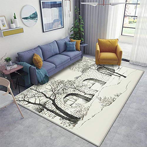 Home Area Runner Rug Pad Vector Image Landscape Sketch Of An Old Stone Bridge In The Trees On Thickened Non Slip Mats Doormat Entry Rug Floor Carpet For Living Room Indoor Outdoor Throw Rugs
