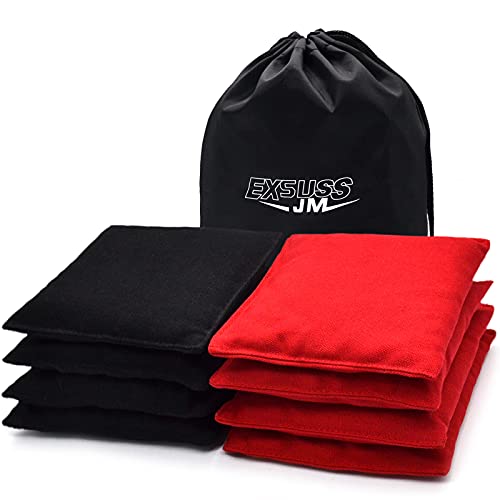 Jmexsuss Weather Resistant Standard Corn Hole Bags, Set Of Regulation Professional Cornhole Bags For Tossing Game,Corn Hole Beans Bags With Tote Bag(Blackred)