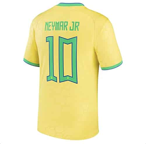 Neymar Jr #Brazil Home Soccer Jersey (Large) Yellow