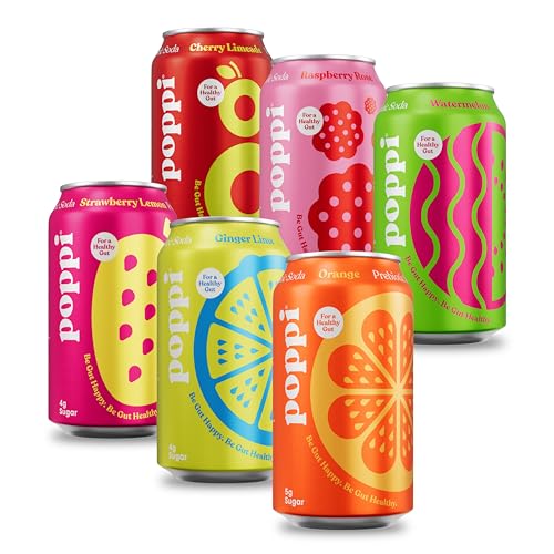 Poppi Sparkling Prebiotic Soda Wgut Health, Beverages Wapple Cider Vinegar, Seltzer Water &Amp; Fruit Juice, Low Calorie &Amp; Low Sugar Drinks, Fun Favorites Variety Pack, Oz (Pack)