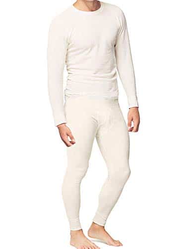 Place And Street Mens Cotton Thermal Underwear Set Shirt Pants Long Johns White