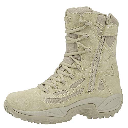 Reebok Mens Rapid Response Rb Safety Toe Stealth With Side Zipper Industrial Construction Boot, Tan,
