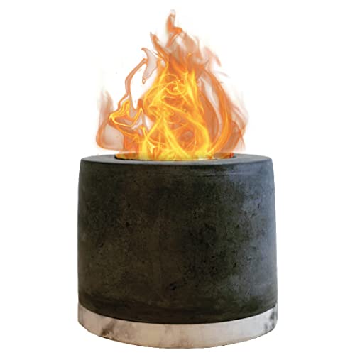 Roundfire Concrete Tabletop Fire Pit   Ethanol Fire Pit, Fire Bowl, Mini Personal Fireplace For Indoor &Amp; Garden   Bio Ethanol Fuel