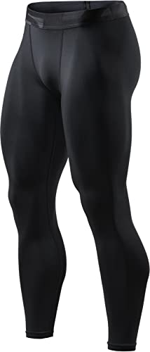 Tsla Men'S Compression Pants, Cool Dry Athletic Workout Running Tights Leggings With Pocketnon Pocket, Hyper Control Pants Black, X Large