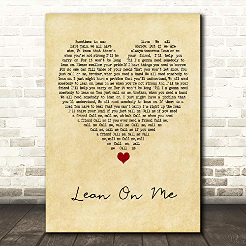 The Card Zoo Lean On Me Vintage Heart Song Lyric Quote Music Print