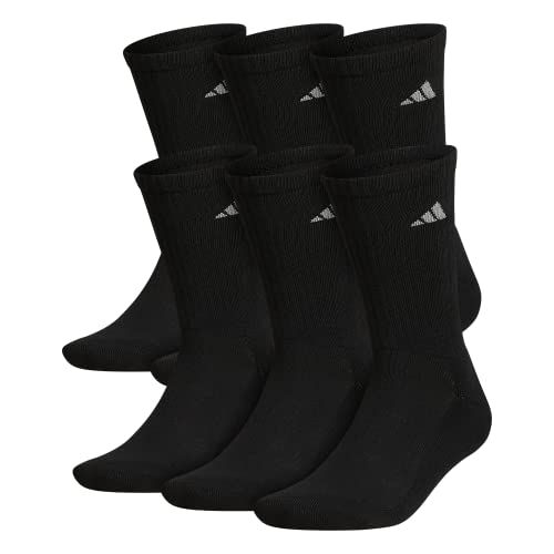Adidas Men'S Athletic Cushioned Crew Socks With Arch Compression For A Secure Fit (Pair), Blackaluminum , X Large