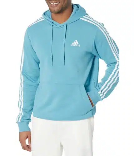 Adidas Men'S Essentials Fleece Stripes Hoodie, Preloved Blue, X Large