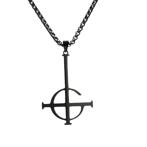 Osiridehghost Necklace, Ghost Band Necklace, Nameless Ghouls Cross Necklace, Stainless Steel Ghost Bc Pendant For Cosplay Accessory (Black)