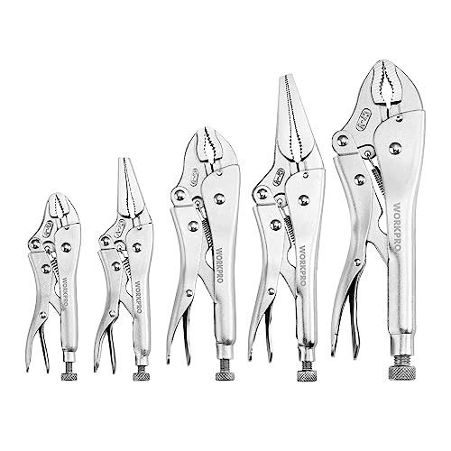 Workpro Piece Locking Pliers Set, Pliers Tool Set, Vice Grips With Chrome Vanadium Steel, Inch Curved Jaw Pliers, Inch Long Nose Pliers