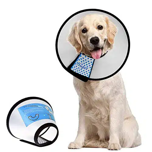 Supet Dog Cone Collar Adjustable After Surgery, Comfy Pet Recovery Collar & Cone For Large Medium Small Dogs, Elizabethan Dog Neck Collar Plastic Practical(White, L(Neck~))