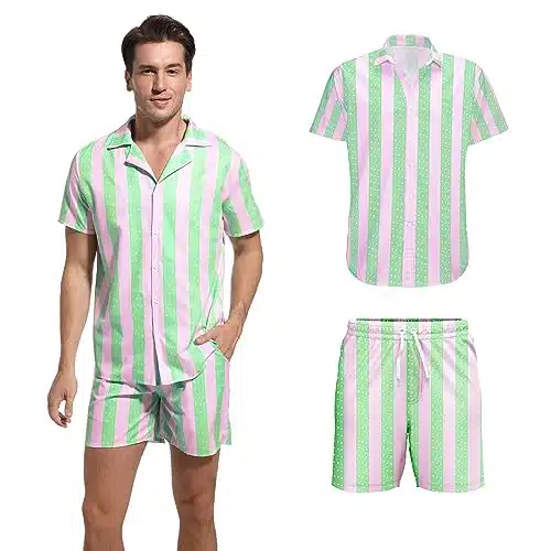 Zokjfdk Men Costume For Adult Men Cosplay Beach Costumes Suits Shirt Shorts Outfits Men Doll Costume For Halloween Party (X Large)